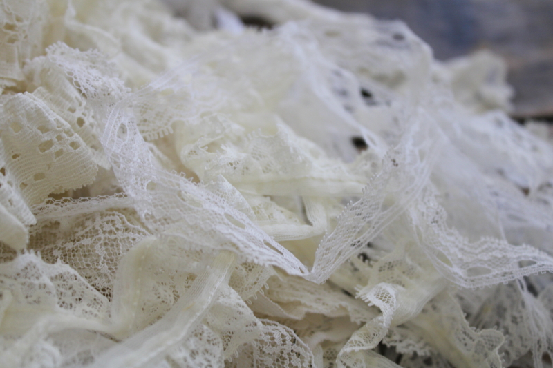 photo of vintage lace edgings, ruffled lace trims scrap remnants lot for crafts, sewing #10