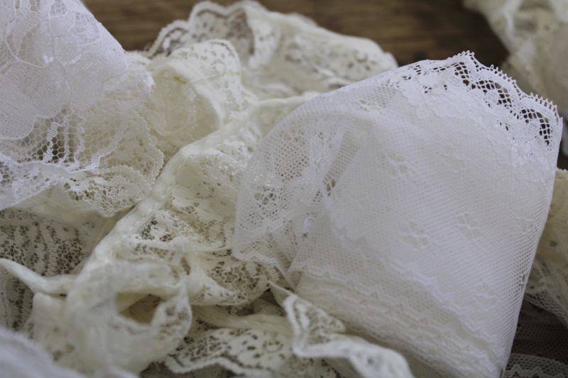 photo of vintage lace edgings, ruffled lace trims scrap remnants lot for crafts, sewing #11