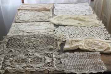 catalog photo of vintage lace for upcycling projects, sewing crafts - old machine made lace runners & doilies