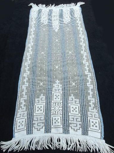 photo of vintage lace table runner from Swiss estate, German or French country style #1