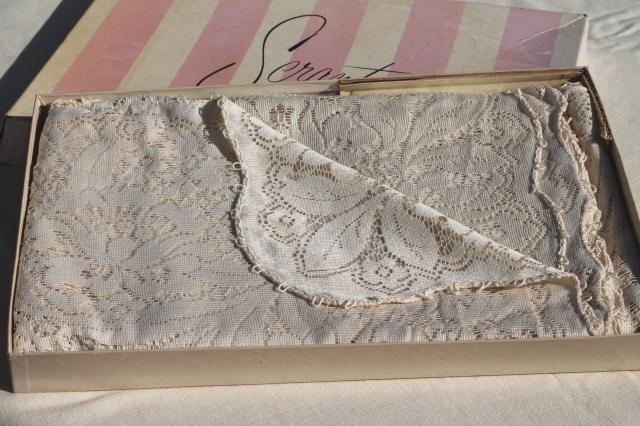 photo of vintage lace tablecloth in original box, shabby cottage chic romantic bohemian style #1