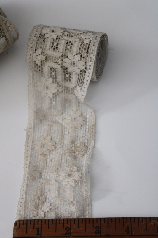 photo of vintage lace, wide ribbon of cotton lace insertion in deep ecru, heirloom sewing trim #2