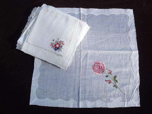 photo of vintage ladies hankies lot Swiss handkerchiefs, embroidered fine cotton linen #1