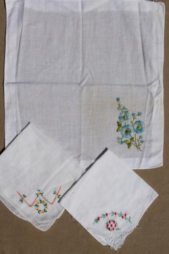 photo of vintage ladies hankies lot - embroidered fine cotton linen handkerchiefs, some Switzerland #3