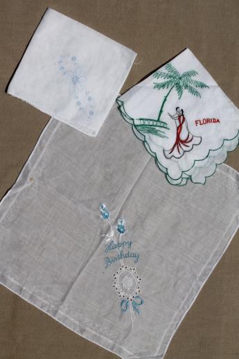 photo of vintage ladies hankies lot - embroidered fine cotton linen handkerchiefs, some Switzerland #4
