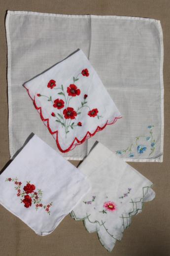 photo of vintage ladies hankies lot - embroidered fine cotton linen handkerchiefs, some Switzerland #11