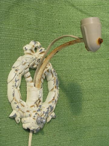 photo of vintage lamp parts wall sconce lighting lot, ornate metal flower fixtures #2