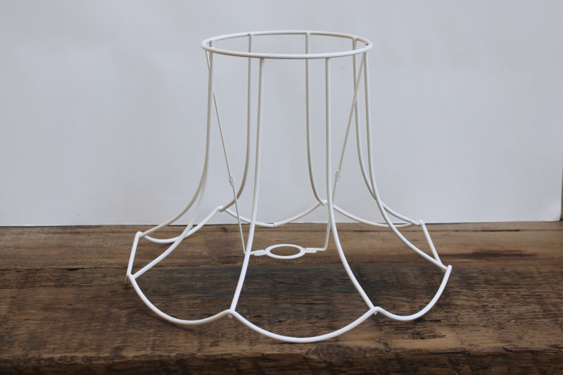 photo of vintage lamp shade wire frame, scalloped bell flared shape lampshade, traditional cottage style  #1