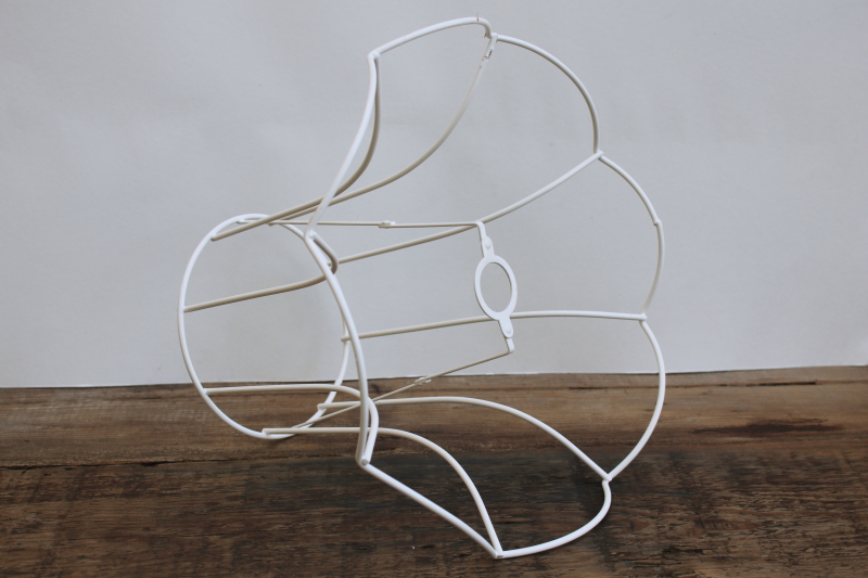 photo of vintage lamp shade wire frame, scalloped bell flared shape lampshade, traditional cottage style  #2