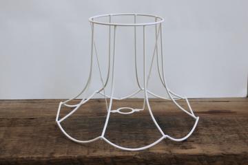 vintage lamp shade wire frame, scalloped bell flared shape lampshade, traditional cottage style 