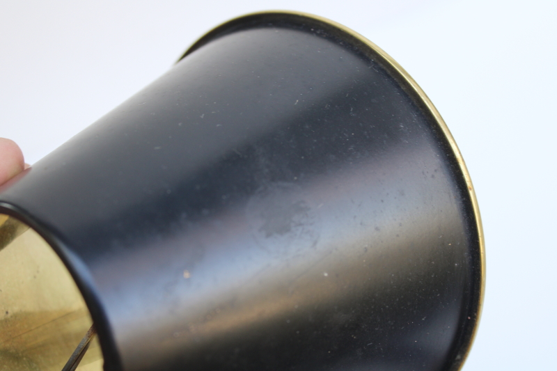 photo of vintage lampshades for french bouillotte candle lamp, brass metal shades w/ original black finish  #8