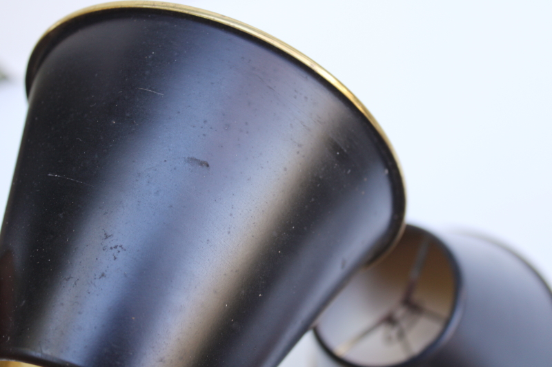 photo of vintage lampshades for french bouillotte candle lamp, brass metal shades w/ original black finish  #9