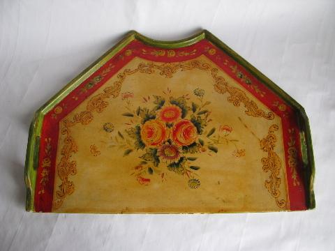 photo of vintage lap trays, papier mache w/ lacquer, pretty florals #4