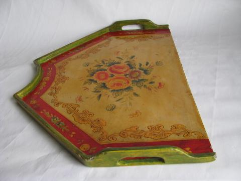 photo of vintage lap trays, papier mache w/ lacquer, pretty florals #5