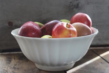 catalog photo of vintage large white ironstone china bowl w/ ladyfinger fluted shape, rustic farmhouse decor