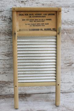 vintage laundry scrub board, metal washboard w/ primitive old wood frame, Dubl Handi Columbus Ohio 