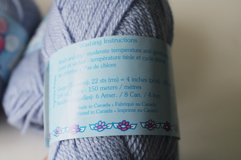 photo of vintage lavender blue Baby soft acrylic yarn light sport weight Mary Maxim lot of four 50 gram skeins #4