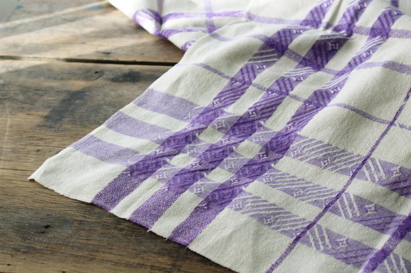 photo of vintage lavender & cream linen damask tablecloth & napkins, french country kitchen table linens #10