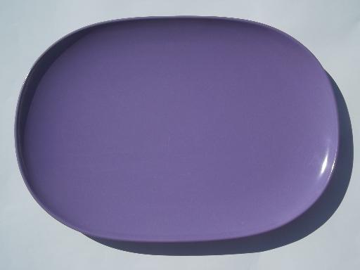 photo of vintage lavender purple melmac, mod oblong platter & serving bowl set #2