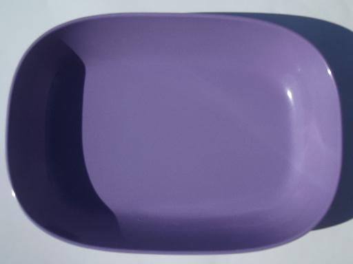 photo of vintage lavender purple melmac, mod oblong platter & serving bowl set #4