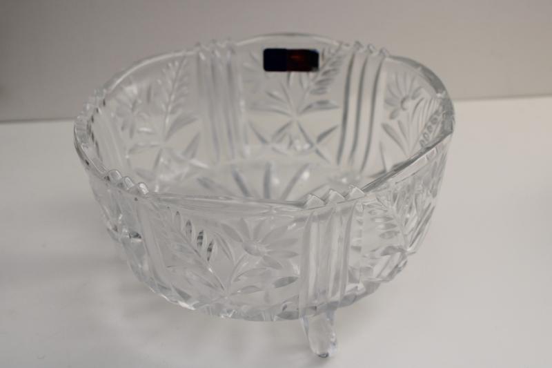 photo of vintage lead crystal Margaret pattern bowl, Crystal Clear Industries W Germany label #1