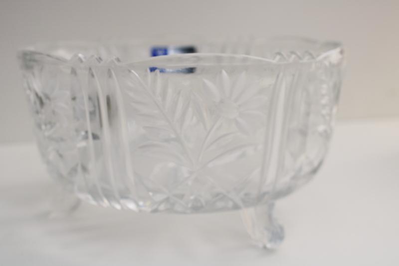 photo of vintage lead crystal Margaret pattern bowl, Crystal Clear Industries W Germany label #3