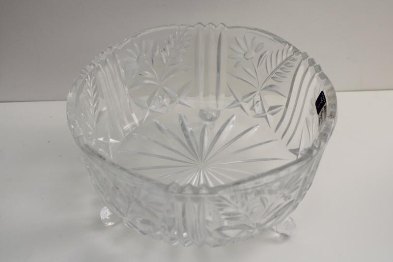 photo of vintage lead crystal Margaret pattern bowl, Crystal Clear Industries W Germany label #6