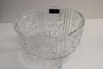 vintage lead crystal Margaret pattern bowl, Crystal Clear Industries W Germany label