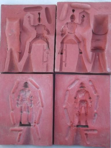 photo of vintage lead toy soldier molds, medieval knights mold lot #5