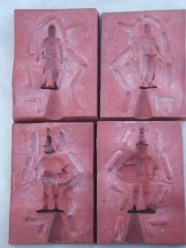 photo of vintage lead toy soldier molds, medieval knights mold lot #6