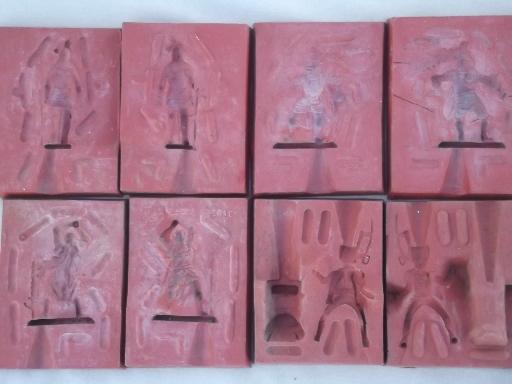 photo of vintage lead toy soldier molds, medieval knights mold lot #7