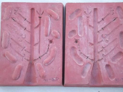 photo of vintage lead toy soldier molds, medieval knights mold lot #9
