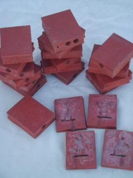 catalog photo of vintage lead toy soldier molds, medieval knights mold lot