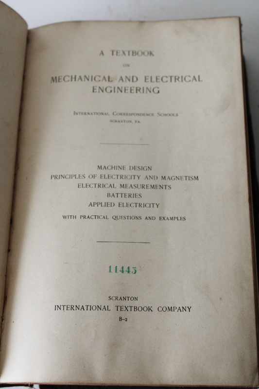 photo of vintage leather bound textbooks Mechanical & Electrical Engineering Scranton technical course books early 1900s  #3