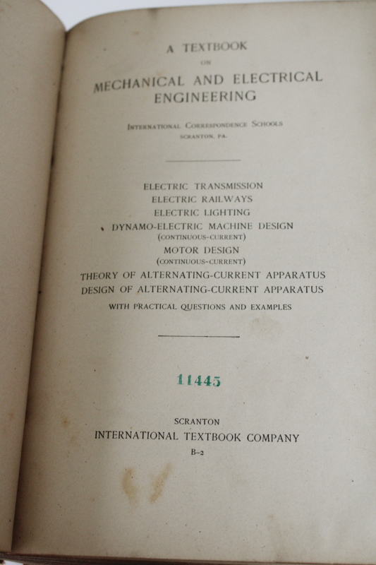 photo of vintage leather bound textbooks Mechanical & Electrical Engineering Scranton technical course books early 1900s  #4