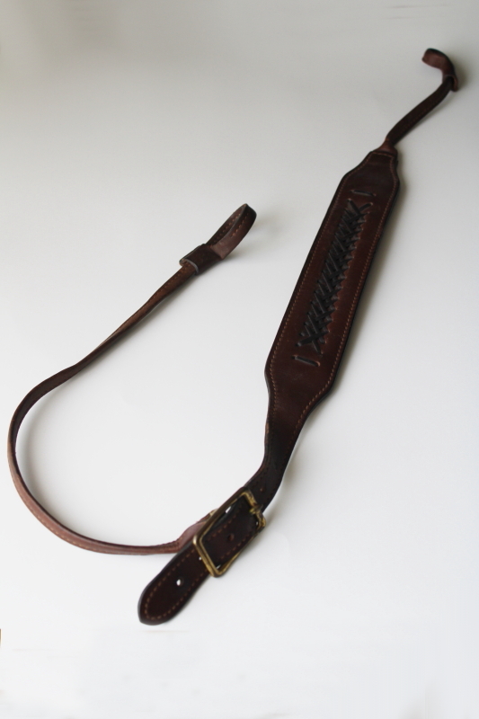 photo of vintage leather sporting gun sling strap for hunters long guns rifles shotguns #1