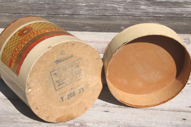 photo of vintage lemon orange label bakery / confectioner's can, heavy cardboard tub band box #6