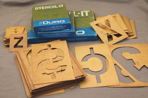 photo of vintage letter and number stencils, Duro cardstock alphabet & numbering templates for signs #1