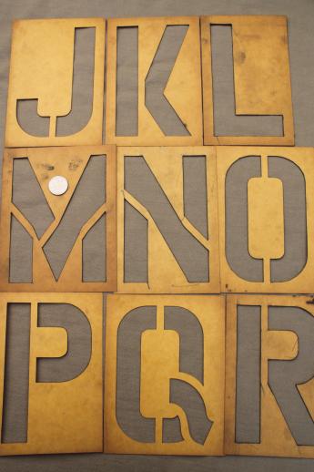 photo of vintage letter and number stencils, Duro cardstock alphabet & numbering templates for signs #2