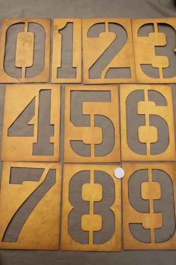 photo of vintage letter and number stencils, Duro cardstock alphabet & numbering templates for signs #4