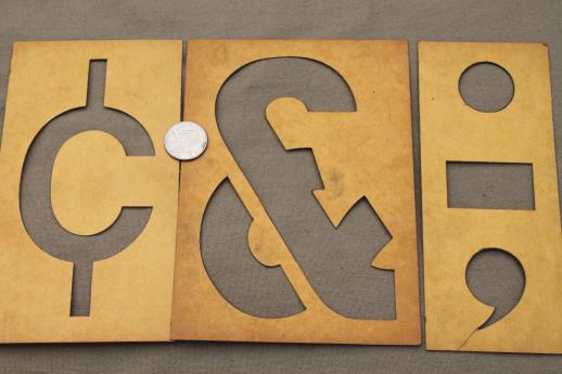 photo of vintage letter and number stencils, Duro cardstock alphabet & numbering templates for signs #5