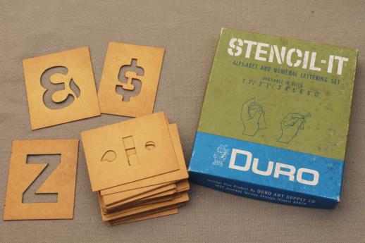 photo of vintage letter and number stencils, Duro cardstock alphabet & numbering templates for signs #7