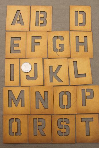 photo of vintage letter and number stencils, Duro cardstock alphabet & numbering templates for signs #8