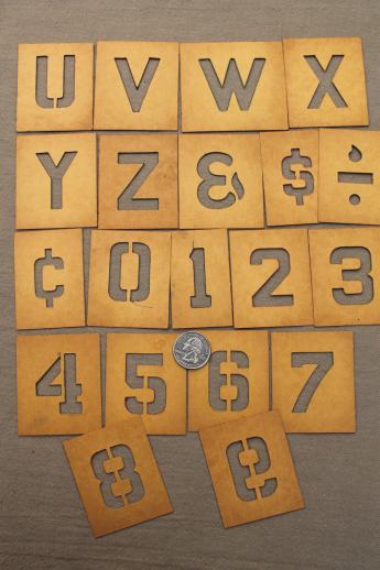 photo of vintage letter and number stencils, Duro cardstock alphabet & numbering templates for signs #9