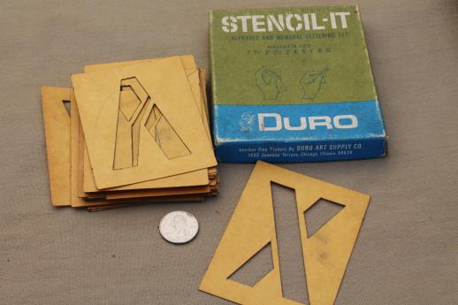 photo of vintage letter and number stencils, Duro cardstock alphabet & numbering templates for signs #10