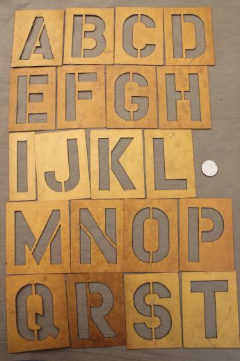 photo of vintage letter and number stencils, Duro cardstock alphabet & numbering templates for signs #11