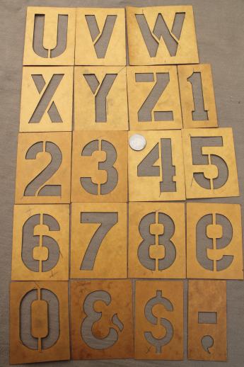 photo of vintage letter and number stencils, Duro cardstock alphabet & numbering templates for signs #12