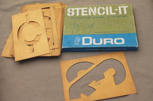 photo of vintage letter and number stencils, Duro cardstock alphabet & numbering templates for signs #13