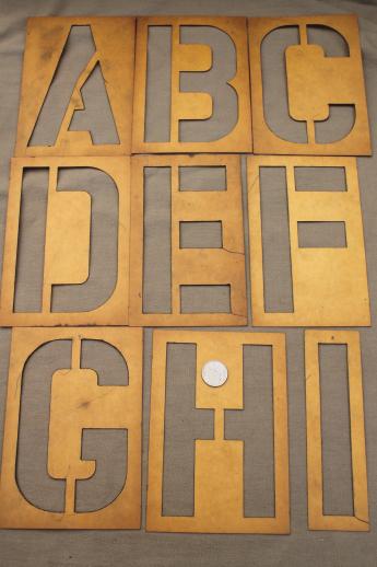 photo of vintage letter and number stencils, Duro cardstock alphabet & numbering templates for signs #14