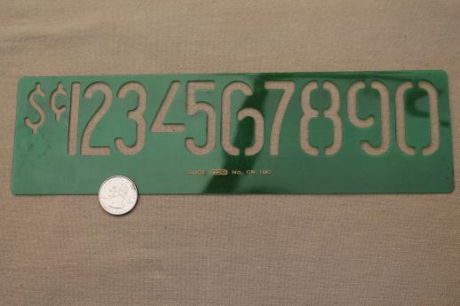 photo of vintage letter and number stencils, plastic drawing templates for signs alphabet & numbering #6